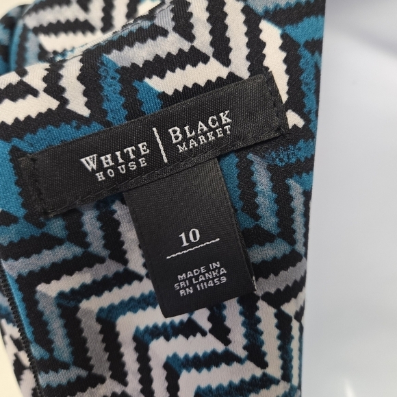 White House Black Market Geometric Chevron Sheath Dress Teal 10 - Picture 9 of 11
